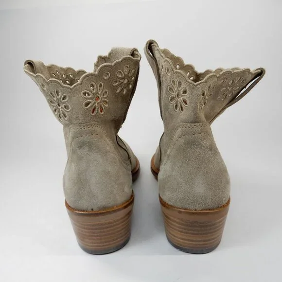 PENELOPE CHILVERS Calie Broderie Suede Cowboy Boots Bootie 36 5 Sand NEW $375 - Picture 14 of 14